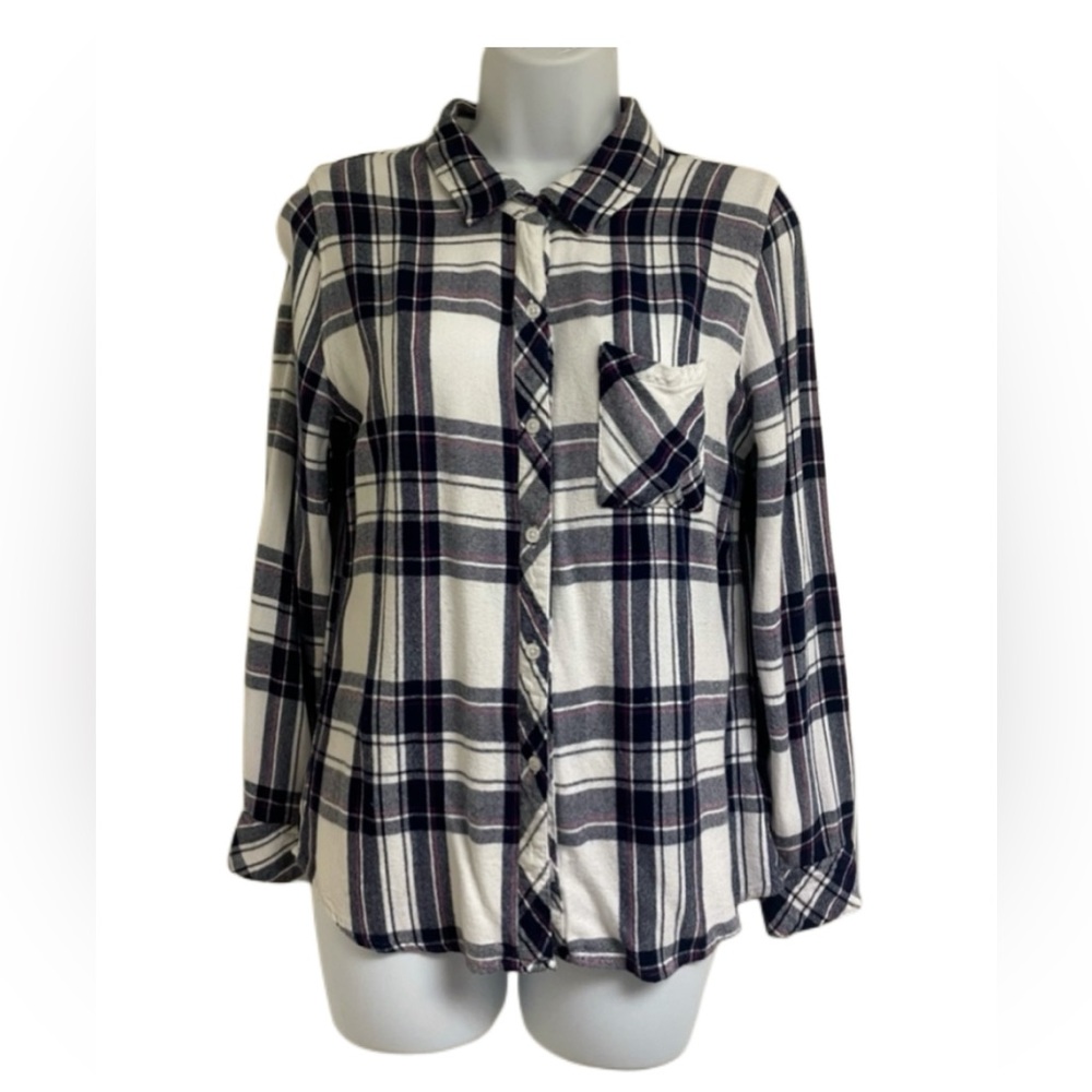 RAILS Button-Front Plaid Shirt